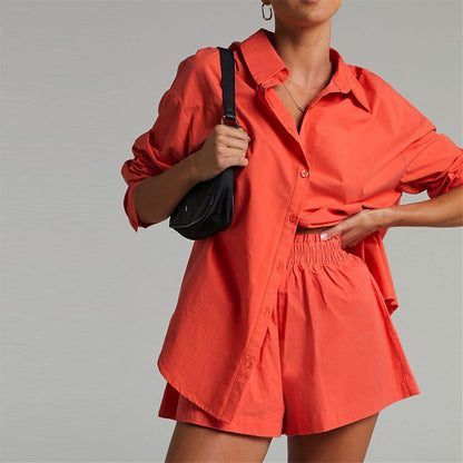 Women's Tracksuits Shirt With Mini Shorts Cotton Two Pieces Sets Fashion Clothing Outfits Blouse Set The Clothing Company Sydney