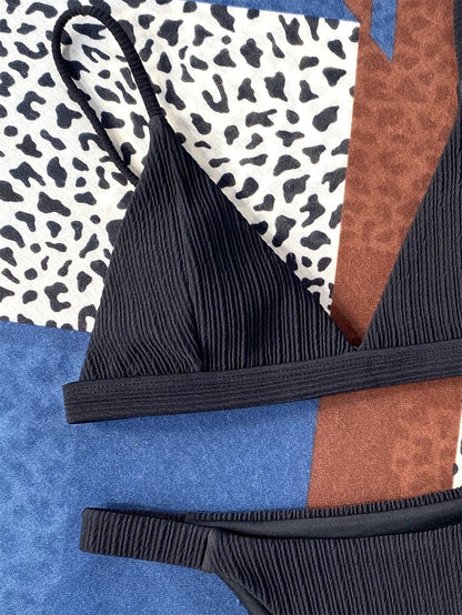 2 Piece Swimsuit Textured Triangle Tie Side Bikinis Two Piece Swimwear Bikini Set Summer Beach Bathing Suit The Clothing Company Sydney