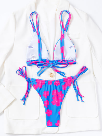 Tie Dye With Sarong Bra Cup Bikini Push Up Swimsuit Female Swimwear Women  Three-pieces Bikini set Bather Bathing Suit V2915B