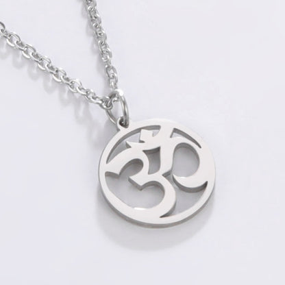 Tamil Om Aum Symbol with Trident Pendant Stainless Steel Necklace Om Shiva Symbol Yoga Vintage Talisman Jewellery The Clothing Company Sydney