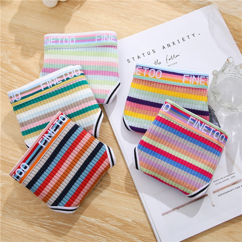 3 Pack Cotton Mix Seamless G-string Colorful Striped Lingerie Panties S-XL Thongs Female Letter Waist Underwear Briefs The Clothing Company Sydney