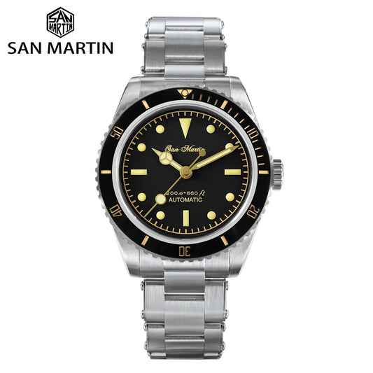 San Martin Men's 38mm Diver 6200 Retro Water Ghost Luxury Sapphire NH35 Automatic Mechanical Vintage 20Bar Luminous Watch Clothing Company Sydney
