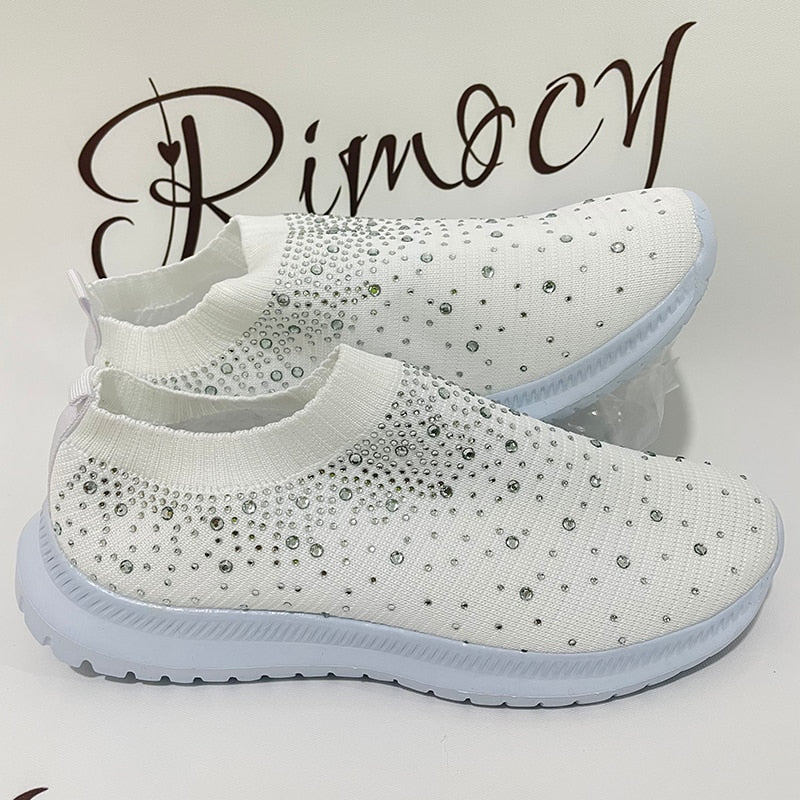 Crystal Breathable Mesh Sneaker Shoes for Women Comfortable Soft Bottom Flats Plus Size Non Slip Casual Shoes The Clothing Company Sydney