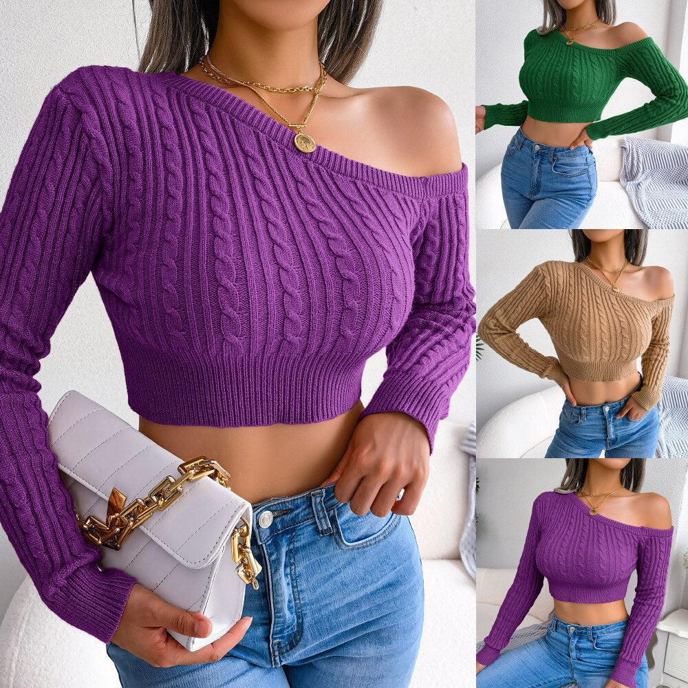 Autumn Winter Fashion Tiger Print Long Sleeve Crop Knit Sweater For Ladies O Neck Short Chic Tops The Clothing Company Sydney