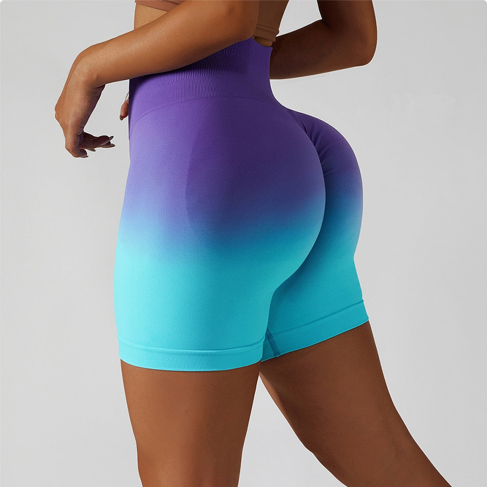 Gradient Seamless Yoga Shorts Gym Running Workout Tight Sports Shorts High Waist Elastic Butt Lifting Fitness Pants Shorts The Clothing Company Sydney