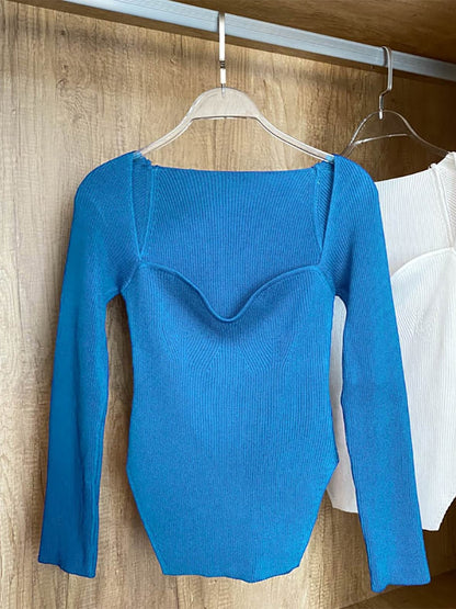 Square Collar Long Sleeve Knitted Pullover Spring Autumn Sweater Winter Top Jumper The Clothing Company Sydney