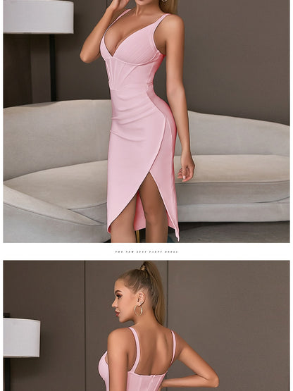 Spaghetti Strap Bodycon Bandage Dress Summer V Neck Club Elegant Outwear Celebrity Runway Party Dress The Clothing Company Sydney