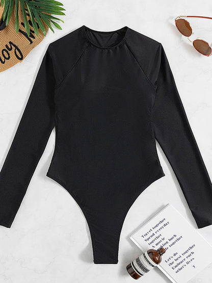 One Piece Swimsuit Swimwear Solid Long Sleeve Backless Rhinestones Diamond Thong Bathing Suit Monokini The Clothing Company Sydney