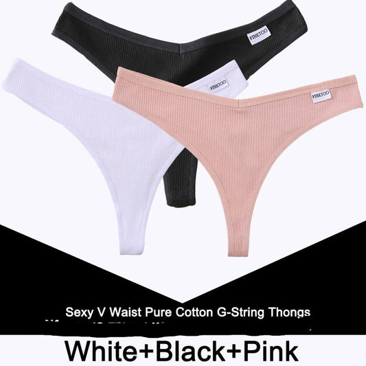 3 Pack Cotton V-Waist G-String Women Panties Comfort Underwear T-Back Thongs Intimates Lingerie Panties Set The Clothing Company Sydney