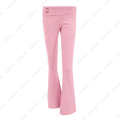 Women's Spring Outfits Casual Zipper Sweater Hoodie Set High Waist Flare Pants Suits Pink Knitted Y2k Two Piece Set The Clothing Company Sydney
