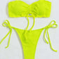 Tie Front Bandeau Thong Bikinis Two Piece Swimwear Swimsuit Bikini Set Summer Beach Bathing Suit The Clothing Company Sydney