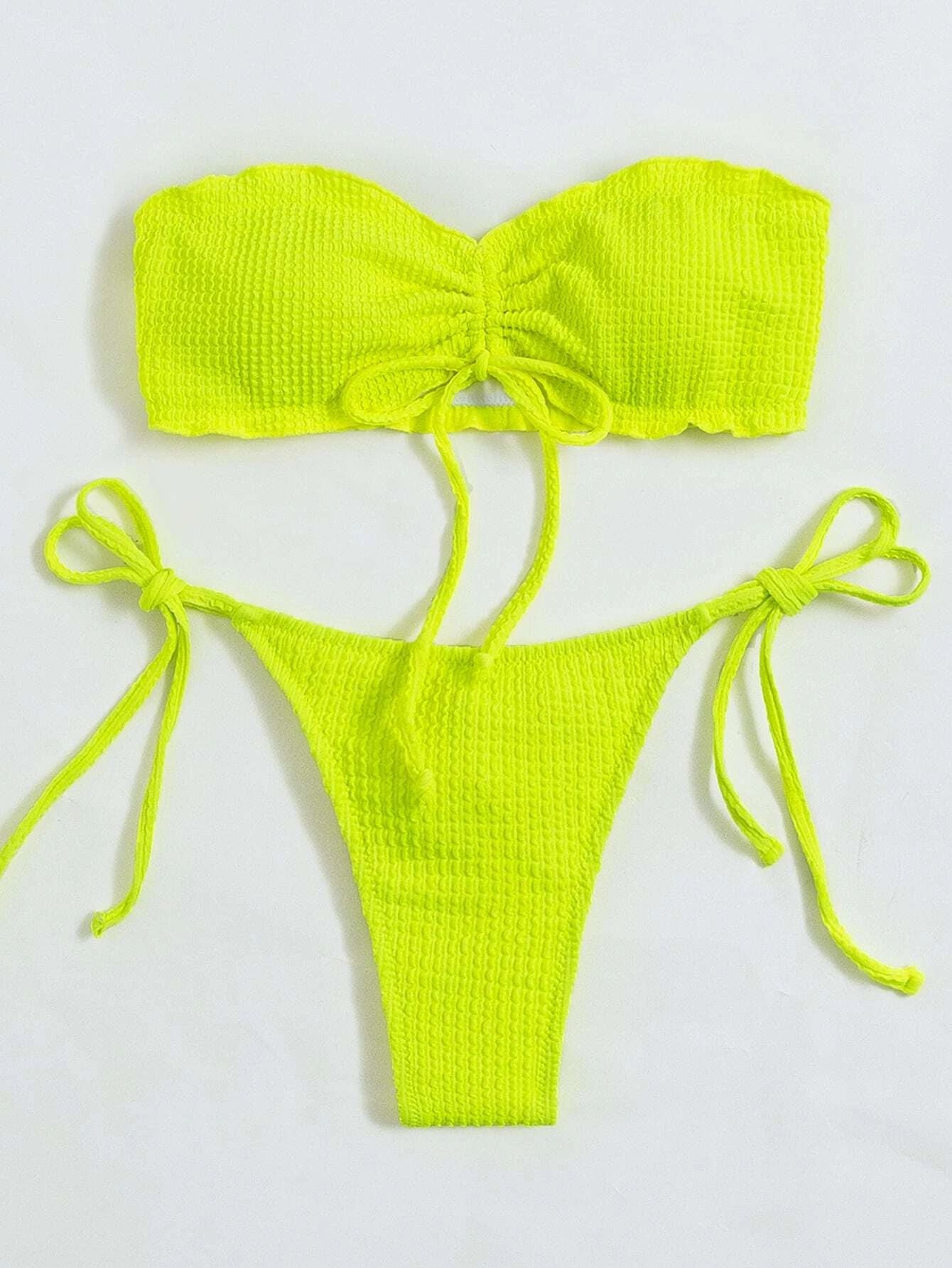 Tie Front Bandeau Thong Bikinis Two Piece Swimwear Swimsuit Bikini Set Summer Beach Bathing Suit The Clothing Company Sydney