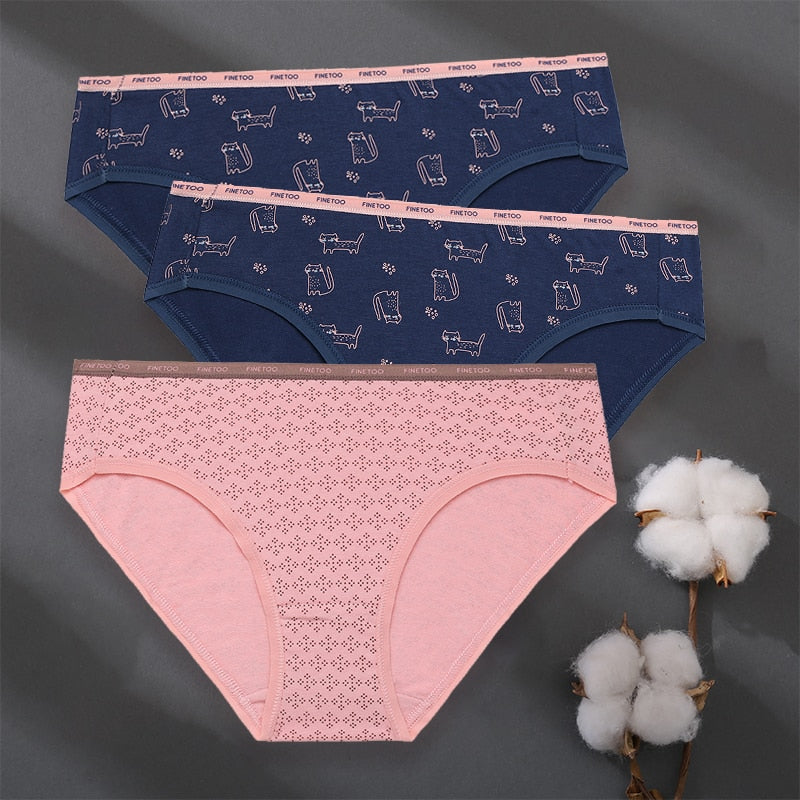 3 pack Set Women Panties Cotton Underwear Patchwork Cute Design Lingerie Underpants Pantys Sexy Briefs Intimates for Girls The Clothing Company Sydney