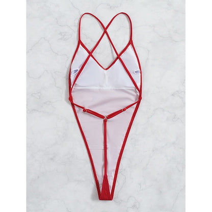 One-Piece Thong Swimsuit High Cut Backless Monokini Solid Whole Swimwear Ribbed Bikini Bathing Suit The Clothing Company Sydney