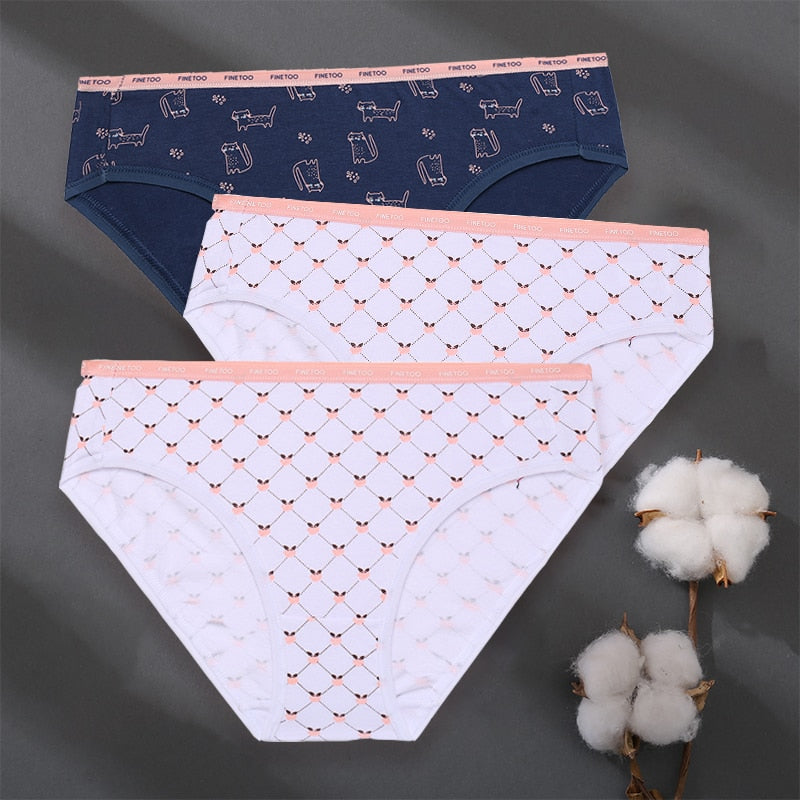 3 pack Set Women Panties Cotton Underwear Patchwork Cute Design Lingerie Underpants Pantys Sexy Briefs Intimates for Girls The Clothing Company Sydney