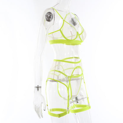 Sensual Lingerie Transparent Bra Panty Set 4-Piece See Through Seamless  Women's Sets Neon Fancy Underwear