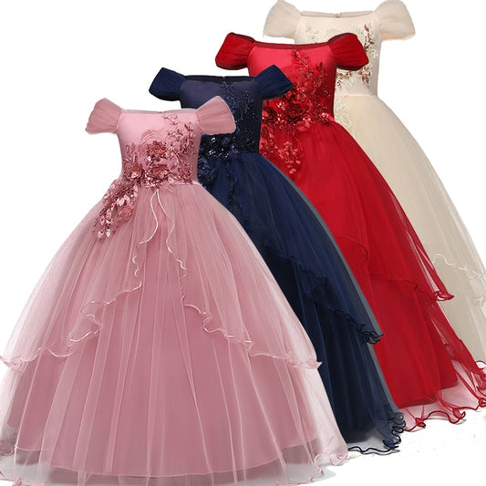 Kid Wedding Dresses for Girls Elegant Flower Princess Long Gown Baby Girl Christmas Dress Size 6 12 14 Years The Clothing Company Sydney