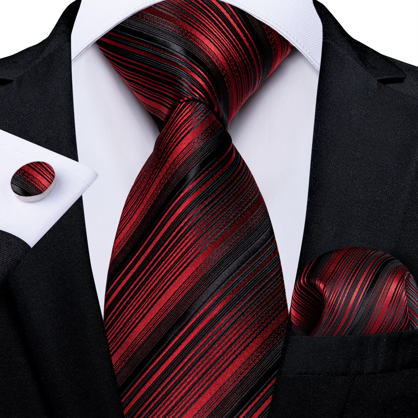 Designer Wedding Men's Tie Red  Solid Striped Paisley Neckties For Men Business Hanky Cufflinks Tie Set The Clothing Company Sydney