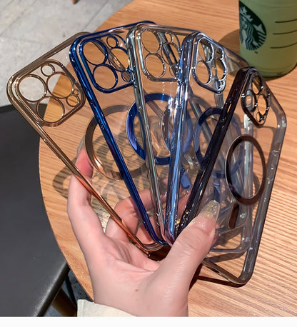 Luxury Plating Clear Magnetic For Magsafe Wireless Charge Case For iPhone 13 12 11 Pro Max X XR XS Plus Soft Silicone Cover The Clothing Company Sydney