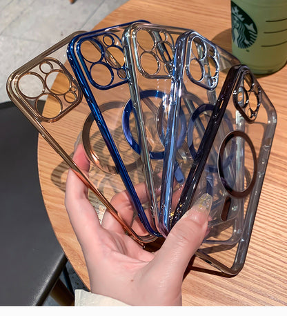 Luxury Plating Clear Magnetic For Magsafe Wireless Charge Case For iPhone 13 12 11 Pro Max X XR XS Plus Soft Silicone Cover The Clothing Company Sydney