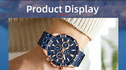 Mens Watch Waterproof Sport Wristwatch for Men Stainless Steel Business Quartz Watches Clock Gift for Father Birthday The Clothing Company Sydney
