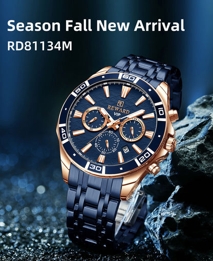 Mens Watch Waterproof Sport Wristwatch for Men Stainless Steel Business Quartz Watches Clock Gift for Father Birthday The Clothing Company Sydney