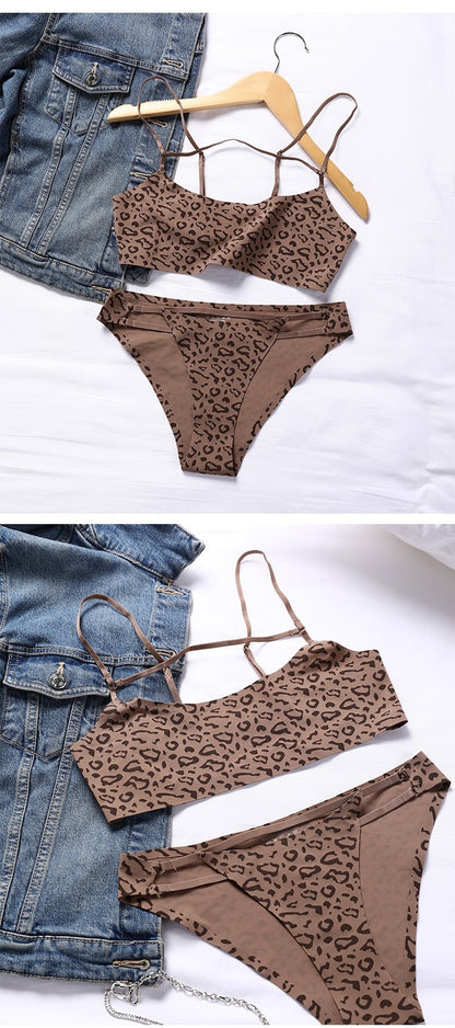 Leopard Print Women's Underwear Set Bra Brief Sets Seamless Bralette Lingerie Set The Clothing Company Sydney