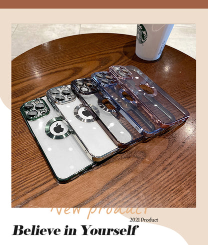 Luxury Square Plating Clear Case For iPhone 13 12 11 Pro Max X XR XS Plus LOGO Hole Hollow Soft Silicone Glass Camera Cover The Clothing Company Sydney