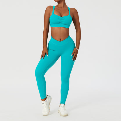 2 Piece Women's Yoga Set Workout Shirts Sport Pants Bra Gym Suits Fitness Shorts Crop Top High Waist Running Leggings Sports Sets The Clothing Company Sydney