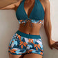 Print Tie Halter Swimwear High Waist Push UP Shorts Bikini Set Swimsuit Backless Beach Bathing Suit The Clothing Company Sydney