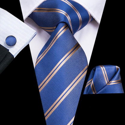 Business Tie for Men Silk Blue Tie Dots Necktie Set Plaid Cufflinks for Wedding Business Tie 150cm The Clothing Company Sydney