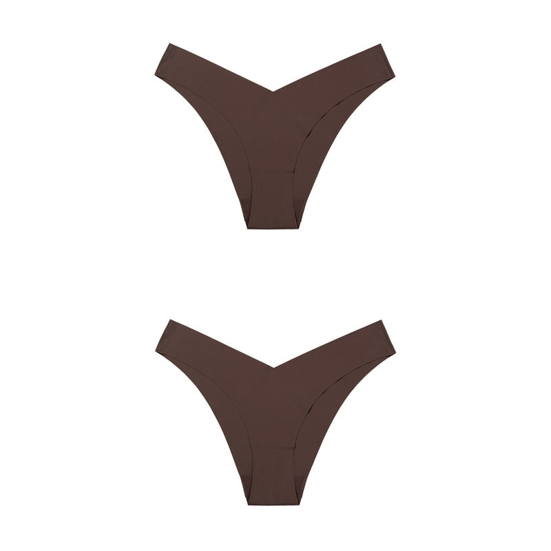 2 Pack Seamless Panties for Women Ice Silk Low Waist Underwear Fitness Sports Lingerie T-back G-string Thong Underwear The Clothing Company Sydney