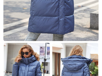 Women's down Jacket Long Classic zipper design Big Pocket Stand Collar Hooded Slim coat Women Parkas The Clothing Company Sydney
