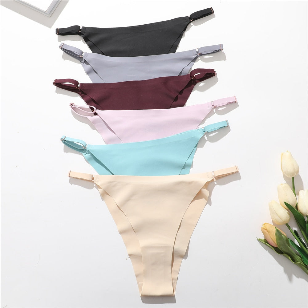 2 pack Seamless Silky G-String Thongs Lingerie Low Rise Panties Adjustable Waistband Straps Hipster Underwear Intimates The Clothing Company Sydney