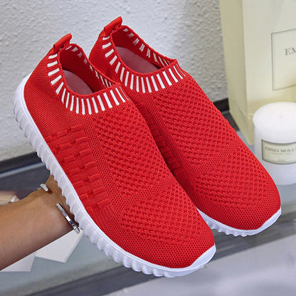 Breathable Mesh Sneakers Summer Slip on Soft Bottom Running Shoes Woman Plus Size Elastic Knit Casual Flats The Clothing Company Sydney