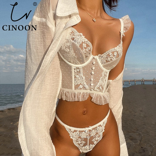 French Lingerie Underwear Set Push Up Brassiere Lace Transparent Bra Panty Sets Wedding White Thin Underwear The Clothing Company Sydney