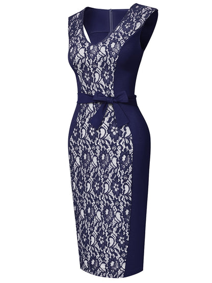 Summer Women Elegant Lace Patchwork Low Cut Dresses Formal Wedding Party Vintage Bodycon Slim Dress The Clothing Company Sydney