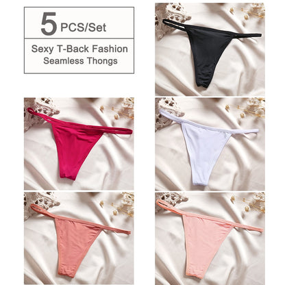 5 Pack Women Seamless G-String Underwear Panties Low Waist Girl T-back Panty Soft Thin Strap Thong Lingerie The Clothing Company Sydney