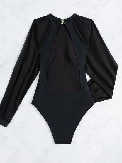 One Piece Swimsuit Swimwear Solid Long Sleeve Backless Rhinestones Diamond Thong Bathing Suit Monokini The Clothing Company Sydney