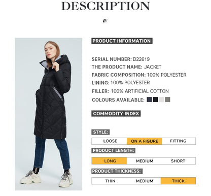 Winter Women Long Cotton Jacket Stand Collar Hooded Warm Windproof Coat Pockets Zipper Parka The Clothing Company Sydney