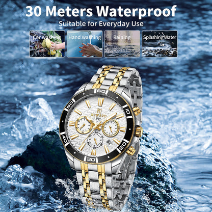 Mens Watch Waterproof Sport Wristwatch for Men Stainless Steel Business Quartz Watches Clock Gift for Father Birthday The Clothing Company Sydney