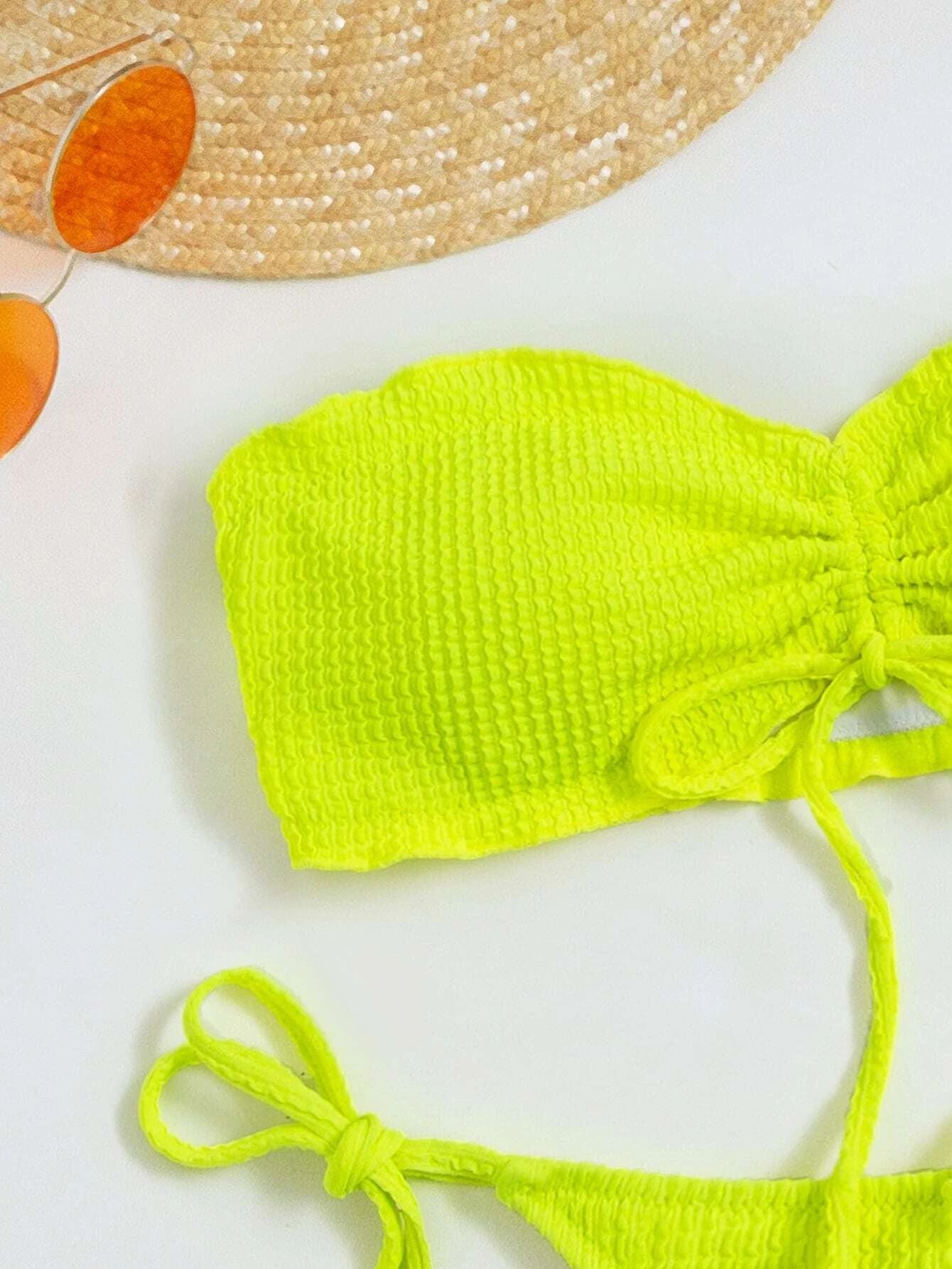 Tie Front Bandeau Thong Bikinis Two Piece Swimwear Swimsuit Bikini Set Summer Beach Bathing Suit The Clothing Company Sydney