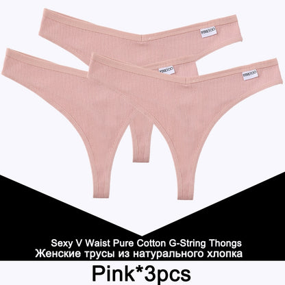 3 Pack Cotton V-Waist G-String Women Panties Comfort Underwear T-Back Thongs Intimates Lingerie Panties Set The Clothing Company Sydney