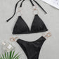 2 Piece Metal Rings Micro Bikini Swimsuit Push Up Bikini Set Swimwear Black Brazilian Bathing Suit Beachwear The Clothing Company Sydney