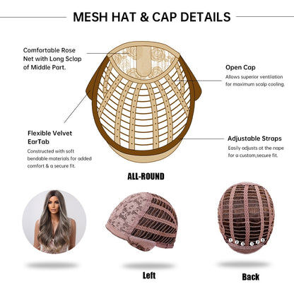 Ombre Brown Gray Ash Synthetic Long Wavy Wigs Middle Part Mixed Blonde Wig Women Daily Cosplay Heat Resistant Wigs The Clothing Company Sydney