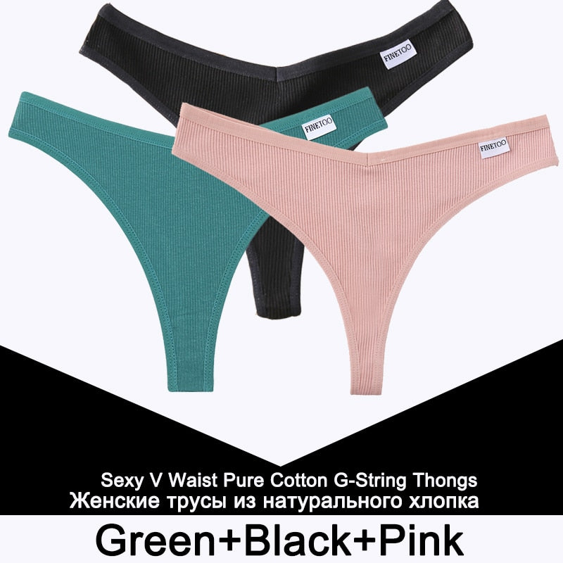 3 Pack Cotton V-Waist G-String Women Panties Comfort Underwear T-Back Thongs Intimates Lingerie Panties Set The Clothing Company Sydney