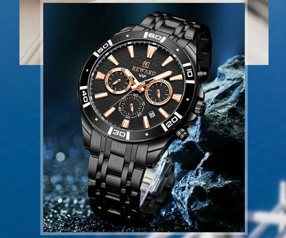 Mens Watch Waterproof Sport Wristwatch for Men Stainless Steel Business Quartz Watches Clock Gift for Father Birthday The Clothing Company Sydney