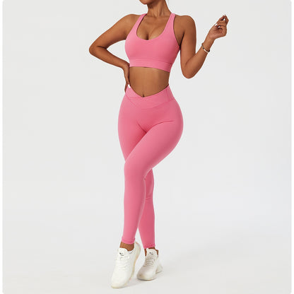 2 Piece Women's Yoga Set Workout Shirts Sport Pants Bra Gym Suits Fitness Shorts Crop Top High Waist Running Leggings Sports Sets The Clothing Company Sydney