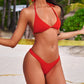 2 Piece Swimwear Tie Ribbed Thong Bikini Set Swimsuit Padded Bandage Beach Summer Backless Bathing Suit The Clothing Company Sydney