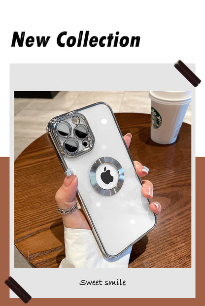 Luxury Square Plating Clear Case For iPhone 13 12 11 Pro Max X XR XS Plus LOGO Hole Hollow Soft Silicone Glass Camera Cover The Clothing Company Sydney
